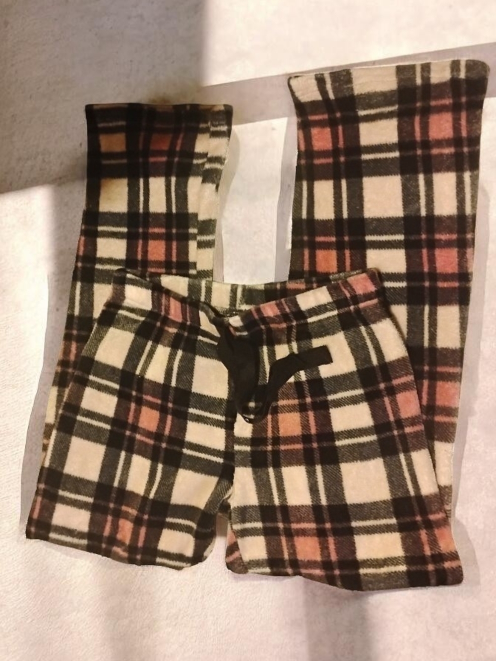 True by Rue21 Pink Black Plaid Fleece Pajama Pants Size Small EUC